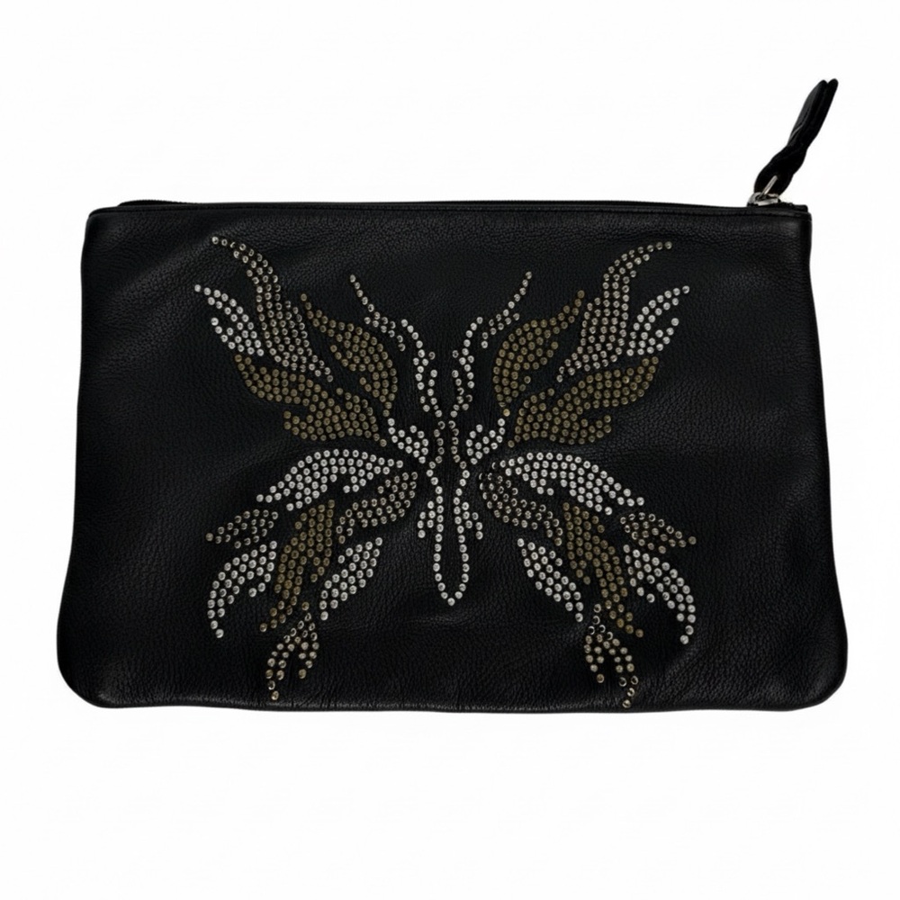 Zadig & Voltaire Black Clutch with Studded Butterfly